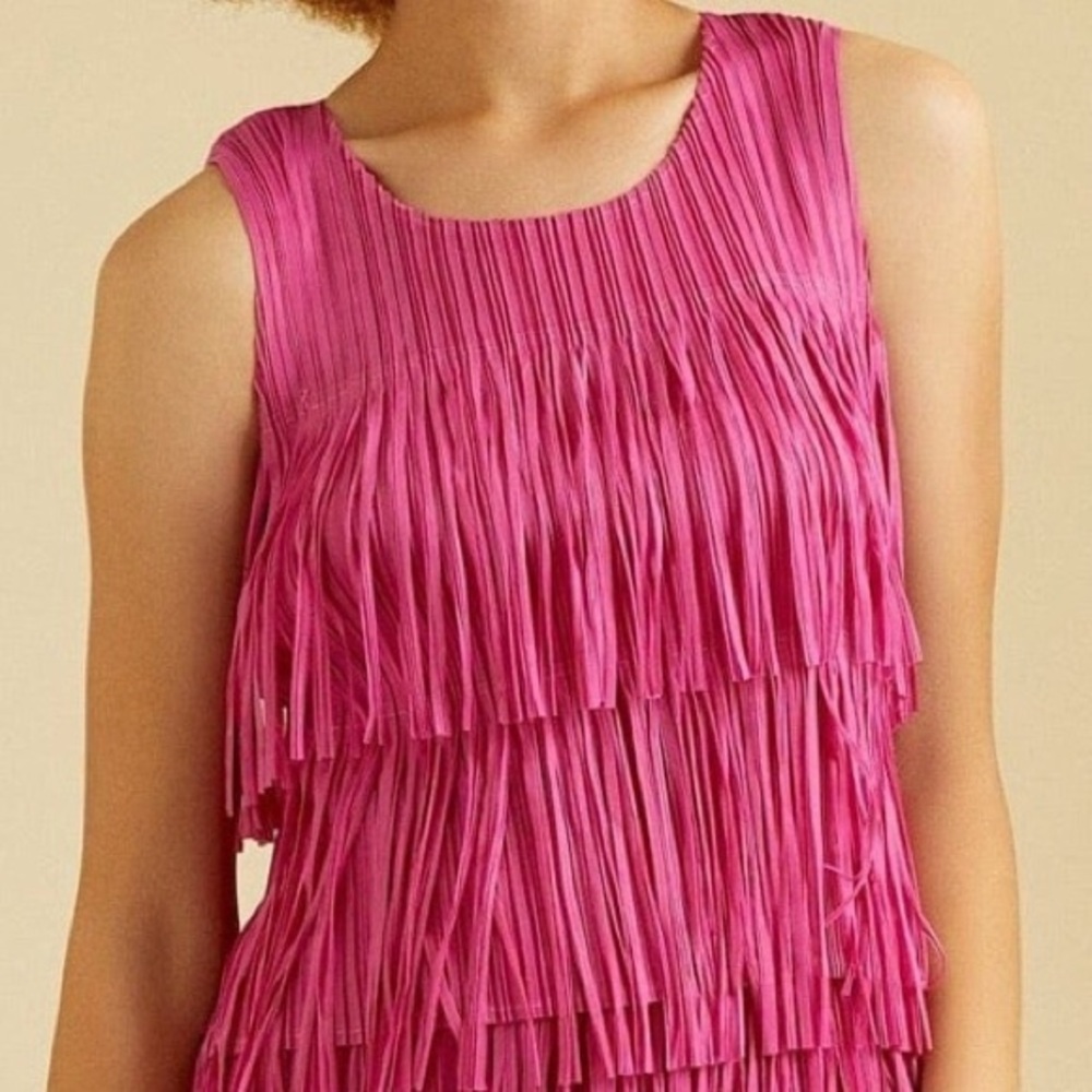 Kate Hewko Pink Fringe Sleeveless Top